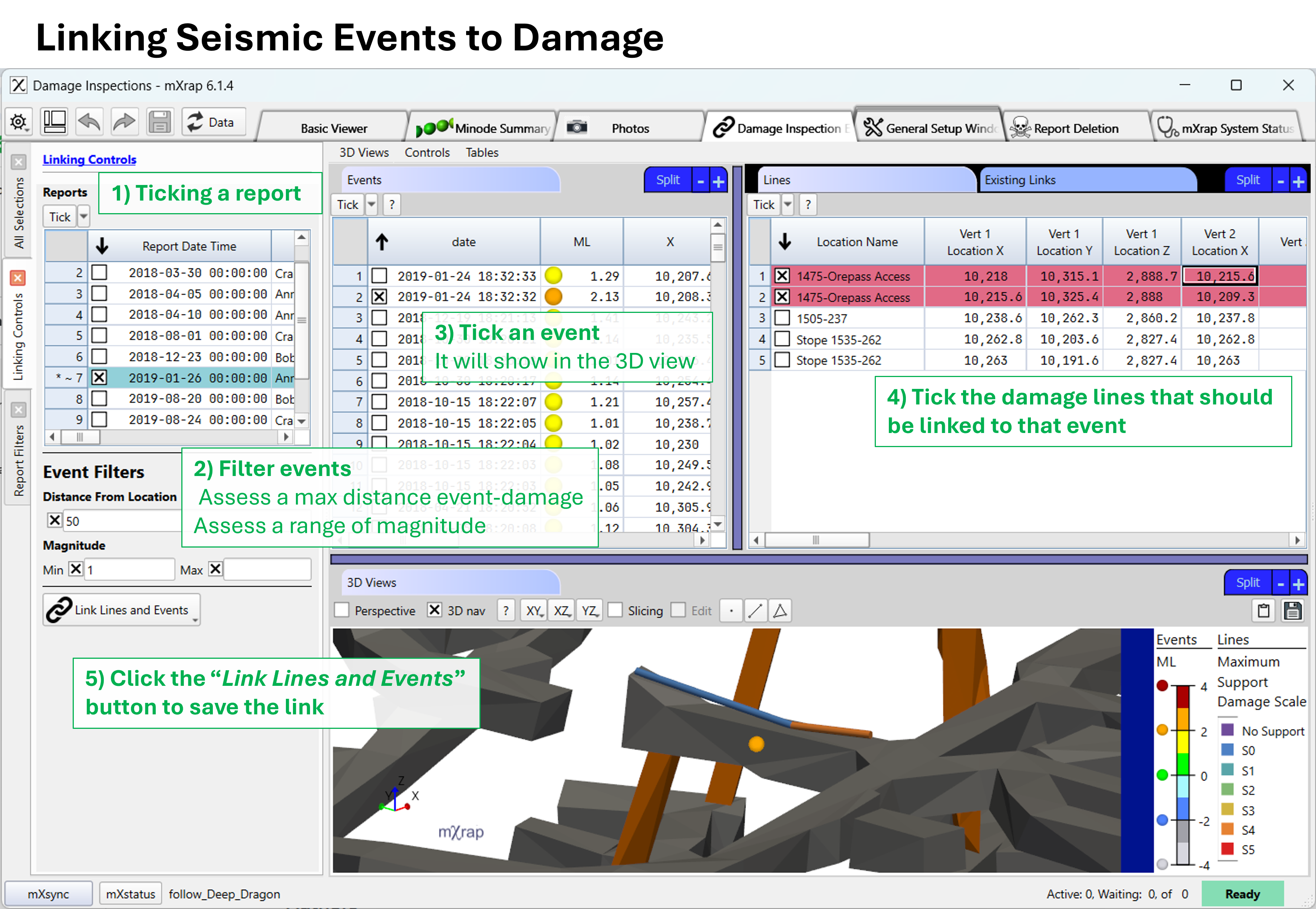 Linking Seismic Events to Damage Lines