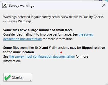 Survey warning popup